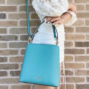 NWT Kate Spade Bucket Bag Crossbody Green Leather